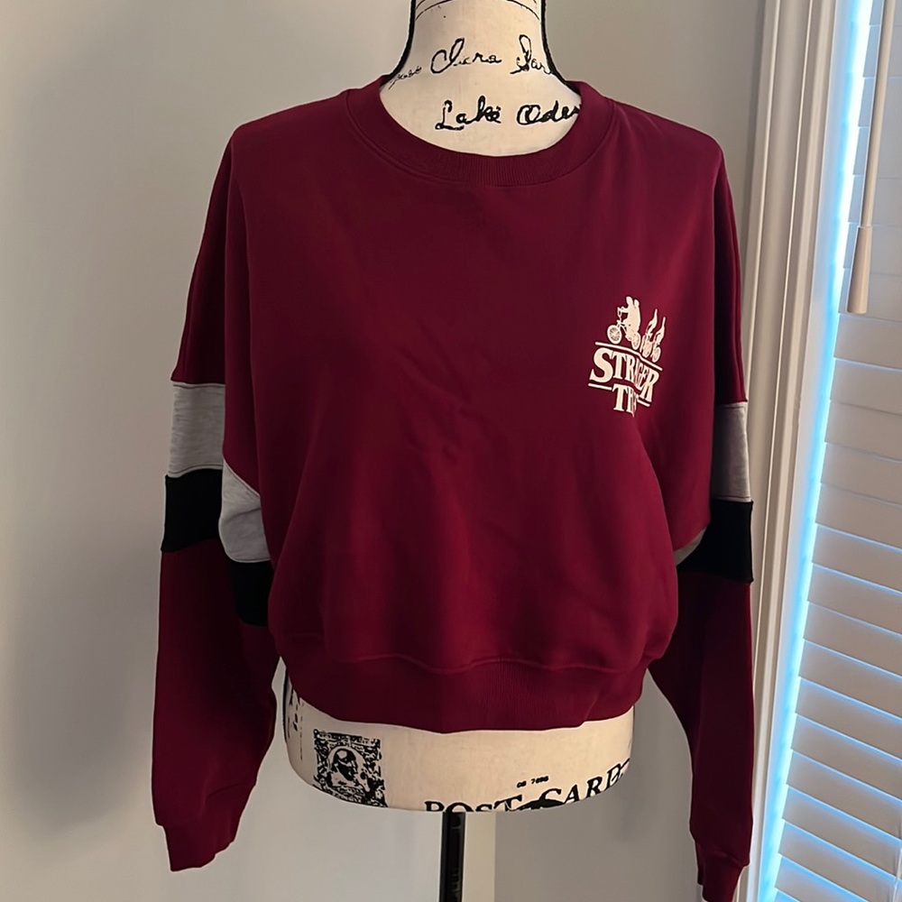 STRANGER THINGS Cropped Sweatshirt Color Block Sleeve